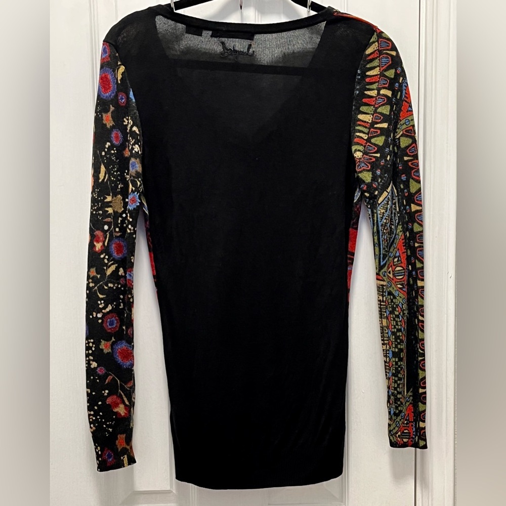 DESIGUAL WOMENS TOP, MULTICOLOR ON BLACK, size medium - Picture 4 of 7